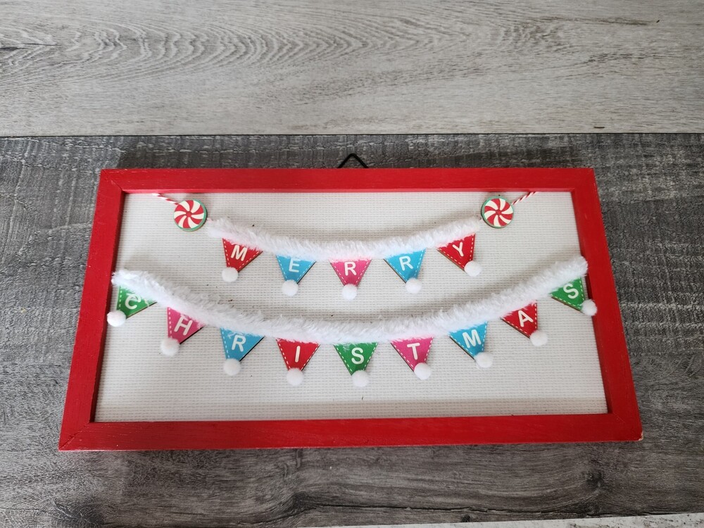 New Wooden Sign Merry Christmas Garland Wall Hanging Sign 13"x6.75" Ashland